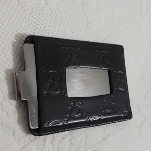 Authentic Black Leather Gucci Money Clip
